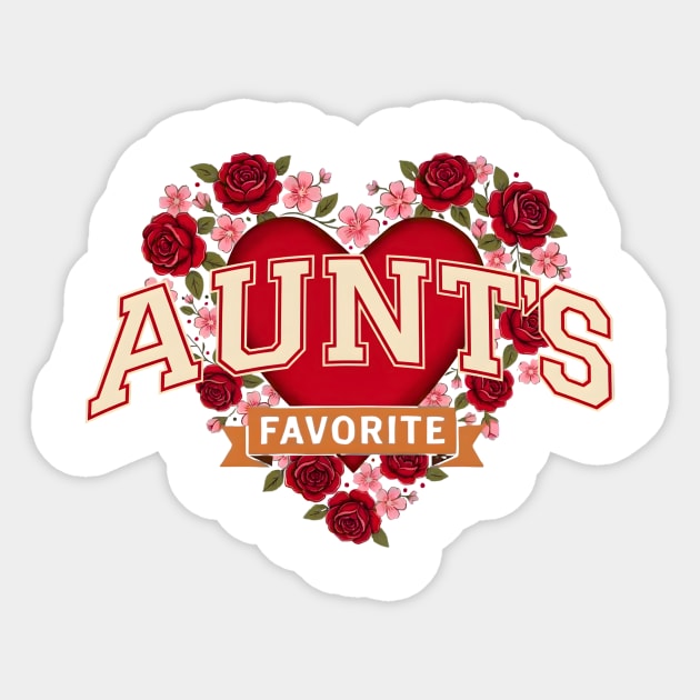 Aunt's Favorite Heart Floral Family Gift Sticker by ArtistTee ⭐⭐⭐⭐⭐